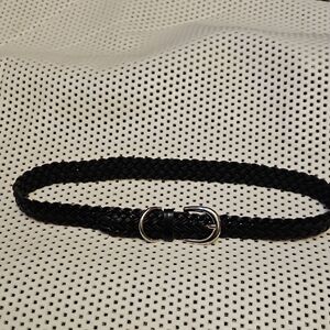 Black Braided Belt with Silver Buckle